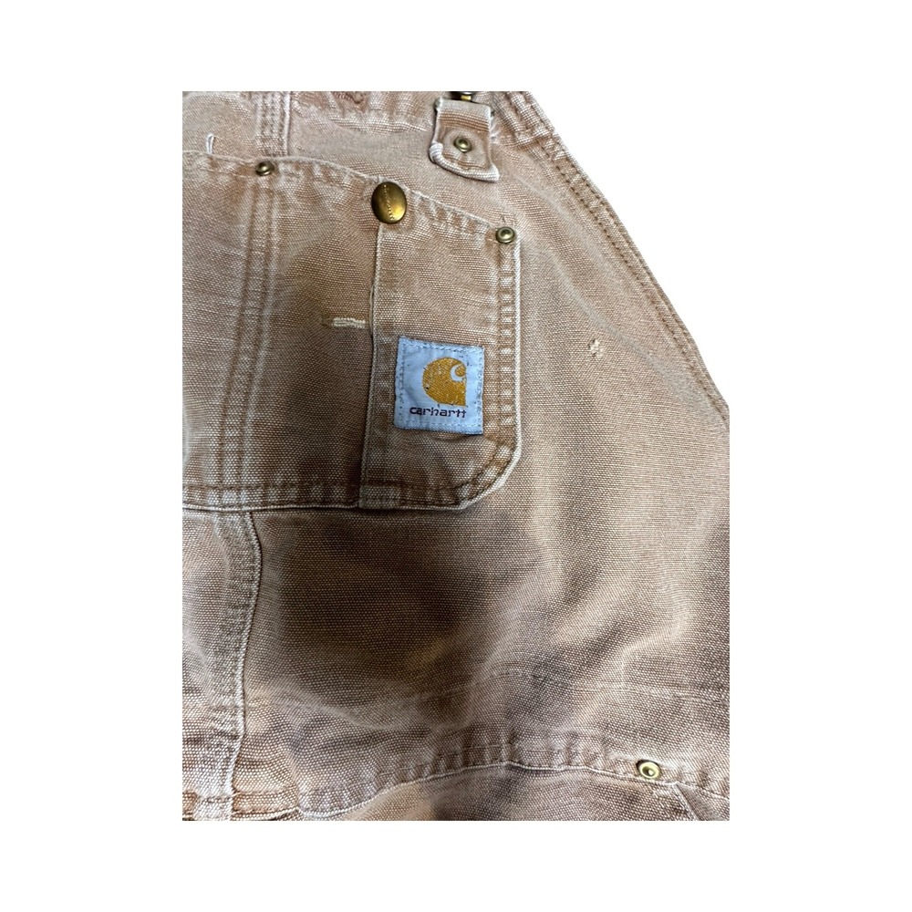 Carhartt Overalls Mens 44 Brown Double Knee Duck Canvas Distressed Western - Picture 6 of 10